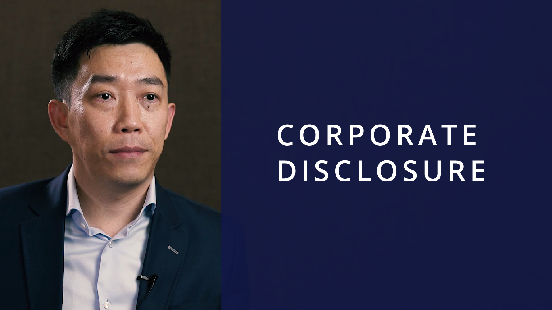 Image of Prof Zhang Liandong, video title: Corporate Disclosure