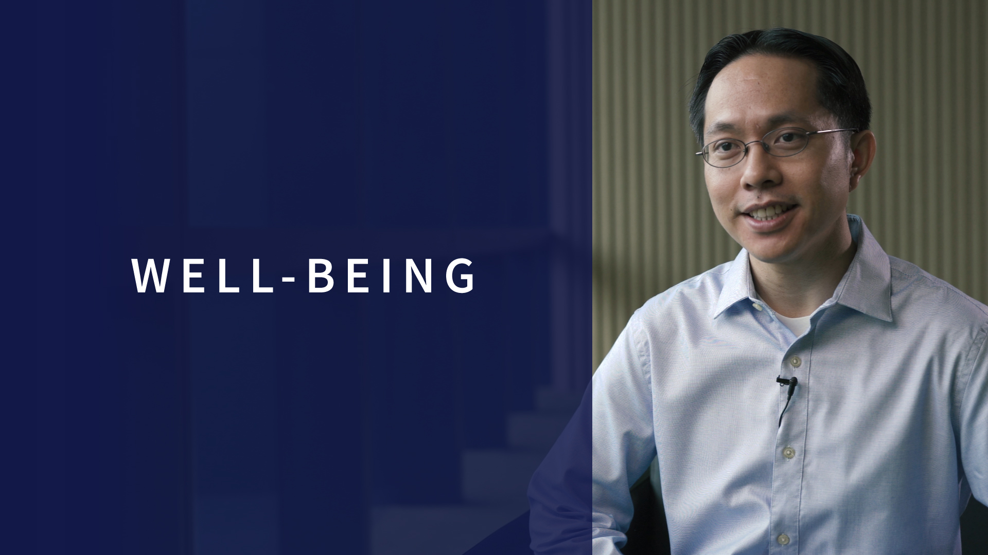 Image of Prof William Tov, video title: Well-being